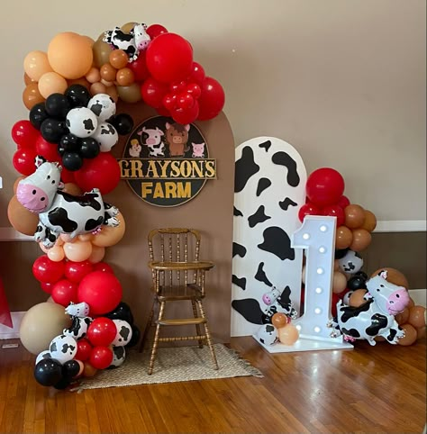 Farm Theme Backdrop, First Rodeo Balloon Arch, First Rodeo Balloon Garland, Rodeo Balloon Arch, Western Balloon Arch, Farm Balloon Garland, Cow Birthday Decorations, Cow Party Decorations, Cowgirl Party Decorations