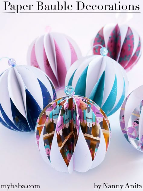 Crafts For Holidays, Paper Baubles, Paper Christmas Decorations, Christmas Card Ornaments, Paper Christmas Ornaments, Paper Balls, Christmas Paper Crafts, Paper Ornaments, Make Paper