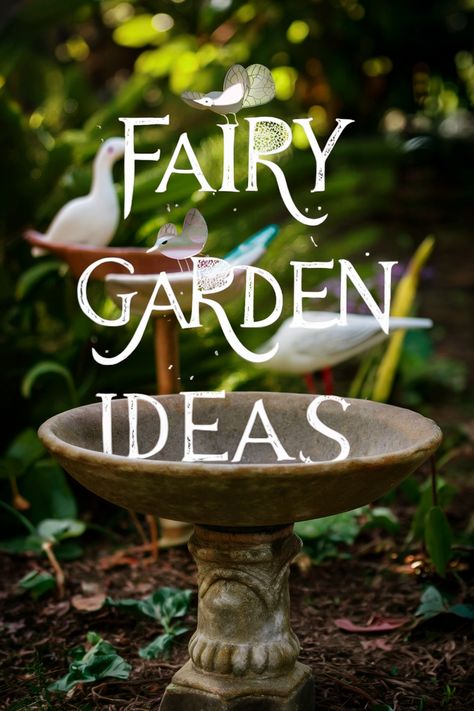 Fairy garden ideas with birds and greenery in the background. Fairy Garden Ideas Enchanted Forest, Diy Fairy Garden Ideas, Indoor Fairy Garden, Miniature Garden Design, Garden Themes, Miniature Garden Decor, Fairy Garden Containers, Indoor Fairy Gardens, Fairy Garden Doors