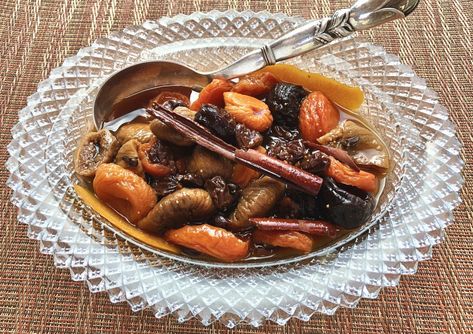 Dried Fruit Compote Recipe, Stewed Fruit Breakfast, Stewed Fruit Postpartum, Crockpot Fruit Compote, Stewed Dried Fruit Recipe, Nectarine Compote, Dried Fruit Recipe, Brunch Salad, Pumpkin Spice Ice Cream