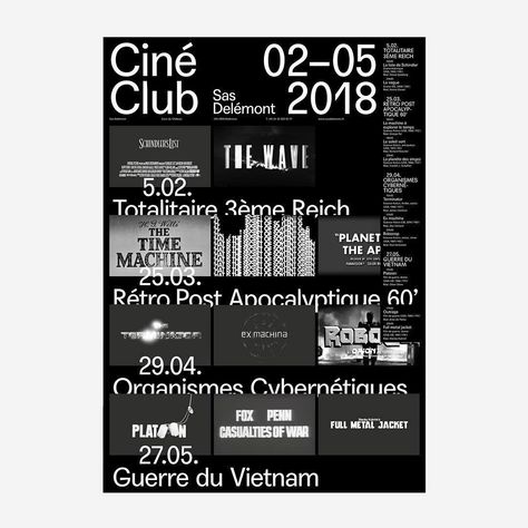 Poster Reposter on Instagram: “#reposter @lyannetonk ・・・ Poster Cineclub #sasdelemont #cineclub #cinema #typography #screens #titles #enfrancais #graphicdesign…” Cinema Typography, Film Screening Poster, Typographic Film Poster, Typographic Movie Poster, Film Title Design Typography, Locarno Film Festival Poster, Cinema Posters, Poster Design, Typography