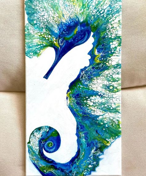 Art Imagination, Seahorse Art, Chicken Painting, Pour Art, Pouring Painting, Acrylic Artwork, Seahorses, Fluid Painting, Pouring Art