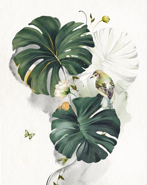 Design by Lisima Plant Illustrations, Violin Art, Tropical Illustration, Bee Painting, Watercolor Tropical, Flowery Wallpaper, Flower Water, Watercolor Ideas, Flower Art Images