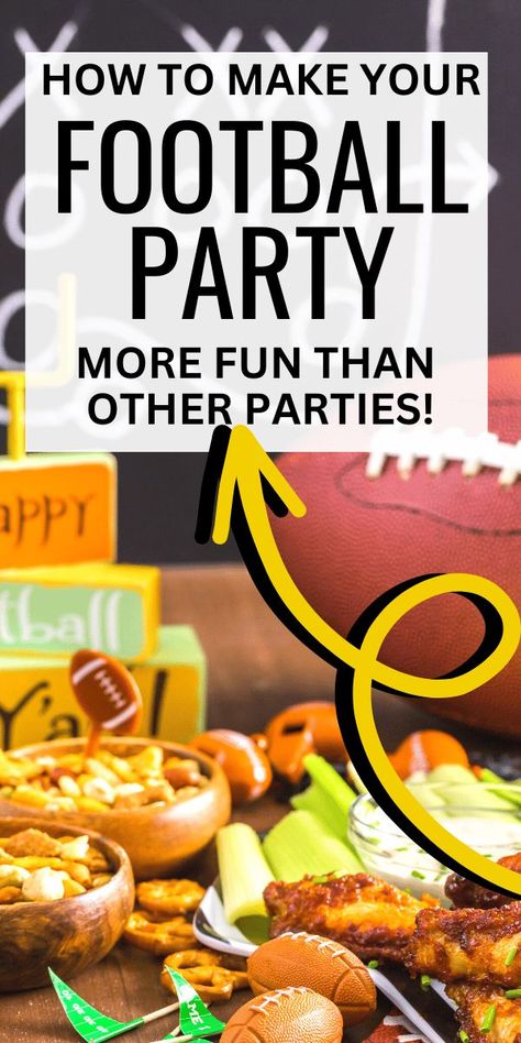 BEST FOOTBALL PARTY IDEAS (How To Throw A Football Party That's Better Than Everyone Else!) super bowl food appetizers on a table Food For Football Party, Football Party Decorations Diy, Fall Harvest Party Food, Harvest Party Food, Fantasy Football Party, Football Party Bags, Football Party Ideas, Football Party Games, Football Tailgate Party