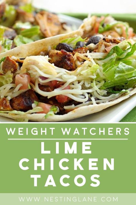 Recipe With Cilantro, Chicken Tacos Recipe, Lime Chicken Tacos, Cilantro Recipes, Weight Watchers Meal Plans, Weight Watchers Recipes Desserts, Chicken Taco Recipes, Weight Watchers Chicken, Low Calorie Dinners