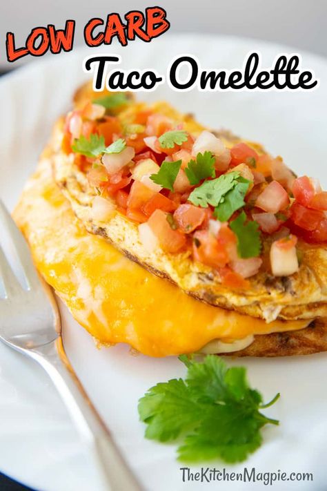 Taco Omelette Using Leftover Taco Meat! Meat Omelette Recipe, Using Leftover Taco Meat, Taco Omelette, High Protein Omelette, Protein Omelette, Keto Diet Breakfast Ideas, Diet Breakfast Ideas, Egg Facts, Tuesday Dinner