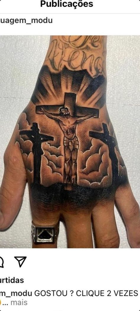 Male Hand Tattoos, 100 Dollar Bill Tattoo, Angel Hand Tattoo, Back Of Hand Tattoos, Cross With Wings Tattoo, Cross Tattoo On Hand, Fist Tattoo, Black Widget, Unique Hand Tattoos