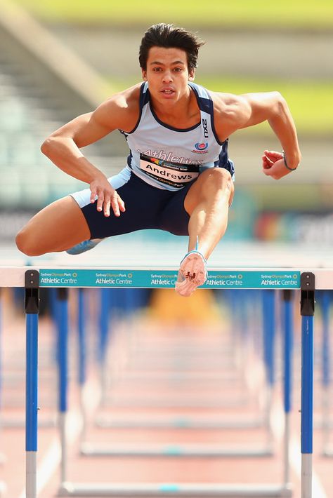 Track and field - Hurdles - Nicholas Andrews Pictures - Australian Junior Athletics Championships (683×1024) Athletic Center, Track Pictures, Track And Field Athlete, Dynamic Poses, Men's Muscle, Athletic Men, Guy Pictures, Track And Field, Senior Pictures