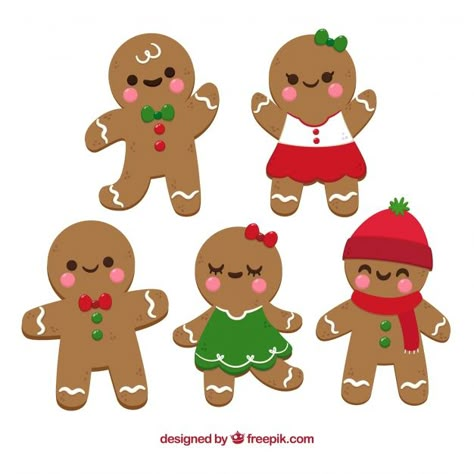 Galletas de hombre de jengibre en estilo de dibujos animados vector gratuito Gingerbread Cards, Gingerbread Party, Gingerbread Crafts, Man Cookies, Gingerbread Man Cookies, Christmas Yard Decorations, Christmas Gingerbread Men, Christmas Drawing, Christmas Illustration