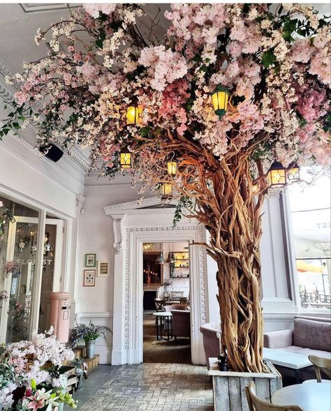 Ambience Decor, Tea Room Decor, Sustainable Flowers, Dream Wedding Decorations, Flower Garden Design, Cafe Interior Design, Cherry Blossom Tree, Deco Floral, Restaurant Interior Design