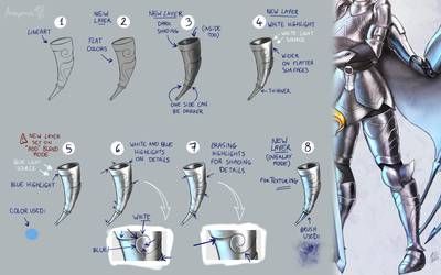 Metal Digital Art, Draw Metal, Metal Tutorial, Drawing Metal, Metal Drawing, Armor Drawing, Shading Drawing, Digital Painting Techniques, Art Advice