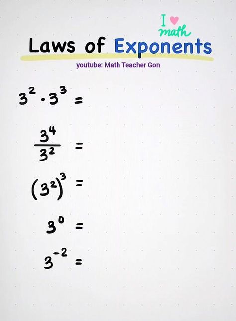 Requested Topic: Laws of EXPONENTS ❤️😊 | Requested Topic: Laws of EXPONENTS ❤️😊 #math #mathtutor #TeacherGon | By Ako si Teacher Gon Law Of Exponents, Laws Of Exponents, Math Tutor, Math Teacher