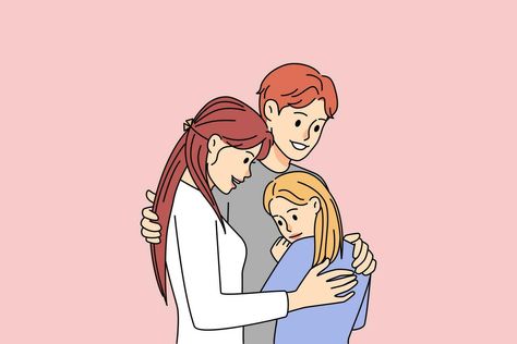 Happy young family with kid hugging showing unity and support. Smiling parents embrace with child feel supportive and comforting. Reunion concept. Flat vector illustration. Happy Family Drawing, Family Hugging, People Activity, Canva Stickers, Dove Drawing, Kids Hugging, Family Hug, Family Sketch, Single Parents