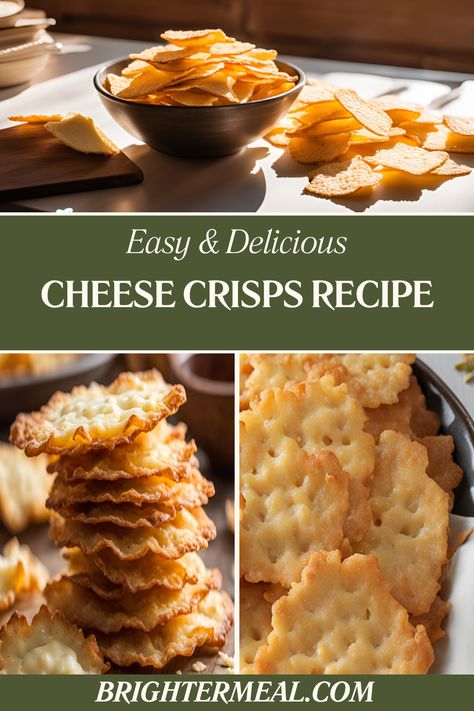 cheese crisps recipe How To Make Cheese Crisps, Homemade Cheese Crisps, Provolone Cheese Crisps, Fried Cheese Recipes, Cheese Crisps Recipe, Cheese Crisps Baked, Cheddar Crisps Recipe, Cheese Whisps, Baked Cheese Crisps