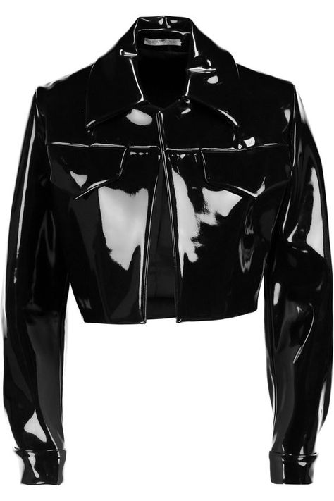 Black PVC cropped jacket will instantly elevate any outfit.. DIY the look yourself: http://mjtrends.com/pins.php?name=black-pvc-for-jacket_3 Slim Jacket, Pvc Jacket, Jackets Black, Black Jackets, Emilia Wickstead, Slim Fit Jackets, Looks Black, Looks Chic, Grunge Style