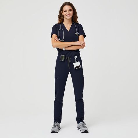 Nurse Outfit Scrubs, Dark Harbor, Navy Scrubs, Navy Blue Scrubs, Scrubs Outfit, Scrubs Uniform, Medical Outfit, Blue Scrubs, Trouser Pocket