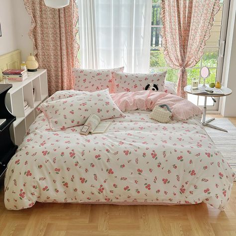 PRICES MAY VARY. ★ 𝐃𝐞𝐬𝐢𝐠𝐧𝐞𝐝 𝐟𝐨𝐫 𝐃𝐮𝐯𝐞𝐭/𝐐𝐮𝐢𝐥𝐭/𝐁𝐥𝐚𝐧𝐤𝐞𝐭: The fresh cherry botanical cute duvet cover featured with zipper is very comfortable, breathable, high thread count and well sewn, easy to put your fluffy comforter inside; And four corners tied inside everything stays in place. Light enough for year round. ★ 𝐒𝐮𝐩𝐞𝐫𝐢𝐨𝐫 𝐌𝐚𝐭𝐞𝐫𝐢𝐚𝐥: 100% Cotton white pink reversible cute comforter cover set is a protective layer that slips over your duvet is remarkably so Botanical Bedding, Cute Duvet Covers, Patterned Duvet, Cute Bedding, Kids Duvet Cover, Queen Duvet Cover, White Duvet Covers, Bedding Duvet, Cotton Bedding Sets