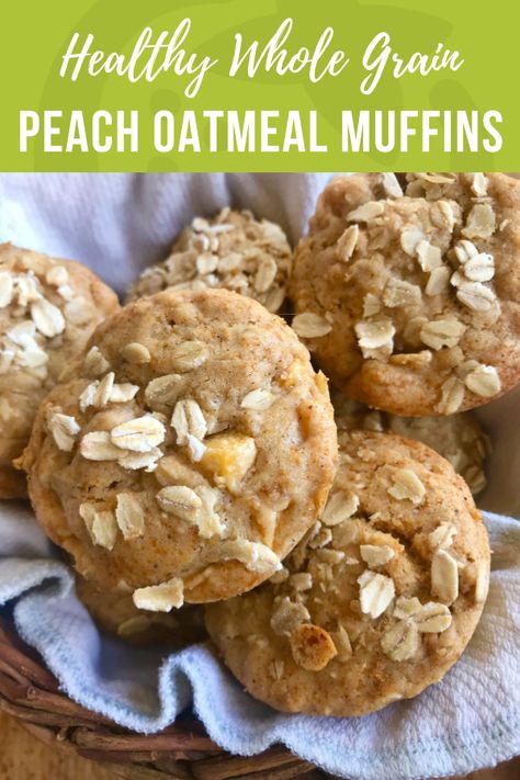 Kids love these soft muffins bursting with juicy peaches and whole grain oats! Try these healthy muffins with your picky eaters  #muffins #peaches #oatmeal Healthy Peach Oatmeal, Peaches Oatmeal, Peach Oatmeal Muffins, Soft Muffins, Oatmeal Muffins Healthy, Peach Oatmeal, Peach Muffins, Super Healthy Kids, Lost 100 Pounds