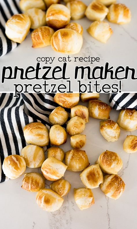 Soft Pretzel Bites (Pretzel Maker Copy Cat!) - Cooking With Karli Pretzel Maker Recipe, Wetzels Pretzels Copycat Recipe, Pretzel Time Pretzel Recipe, Bread Maker Pretzels, Large Pretzel Recipe, Pretzel Maker Pretzel Bites, Pretzelmaker Pretzel Recipe, Pretzelmaker Copycat, Bread Maker Pretzel Dough