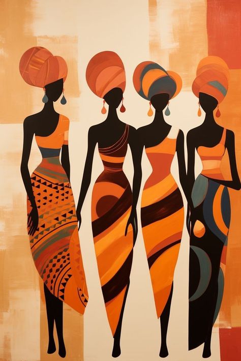 Africa Art Design Culture, African Art Paintings Abstract, African Culture Art, Africa Illustration, African Poster, Nigerian Art, Africa Drawing, African Portraits Art, African Drawings