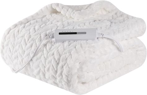 Electric Throw Blanket, Heating Blanket, Heated Throw, White Throw Blanket, Fuzzy Blanket, Bathroom Redesign, Throw Blanket Size, White Heat, Heated Blanket