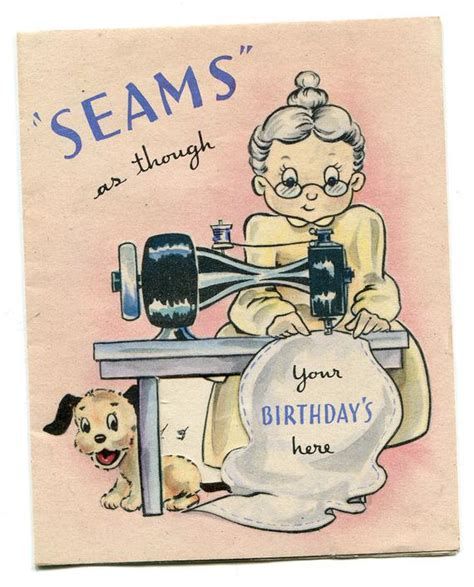 sewing birthday images - Yahoo Search Results Vintage Greeting Cards 1950s, Pun Pictures, Sewing Images, Birthday Graphics, Birthday Cards Images, Happy Birthday Vintage, Vintage Birthday Cards, Birthday Postcards, Happy Birthday Meme