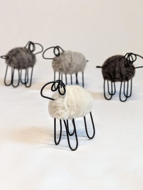 Introduce a touch of rustic charm to your home with this delightful handcrafted wire art sheep. Featuring a sleek wireframe body and a soft wool felted body, this whimsical piece is perfect for adding a cozy and artistic flair to any space. Each sheep is carefully made by hand, ensuring a unique and one-of-a-kind creation. Wire Art Animals, Sheep Gifts, Sheep Sculpture, Wire Dolls, Wooden Spool Crafts, Sellable Crafts, Sheep Decor, Primitive Sheep, Cork Crafts Diy