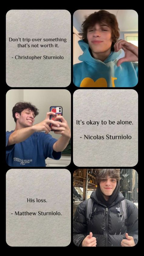 Sturniolo NOT MINE CREDITS TO THE PERSON WHO MADE THIS! Sturniolo Triplets Wallpaper Collage, Sturniolo Triplets Logo, Sturniolo Quotes Wallpaper, Sturniolo Background, Sturniolo Quotes, Nick Matt And Chris, Sturniolo Triplets Wallpaper, Triplet Quotes, Triplets Wallpaper