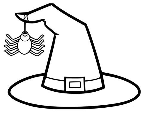 Witch Hat Clip Art, Witch Hat Outline, Spider Coloring Page, Hat Clips, Cookie Stencils, Song Bird, Witch Hat, Witch, Dye