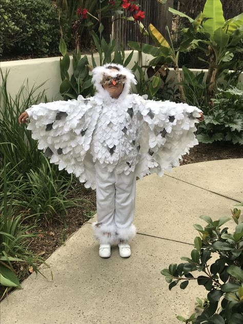 White Bird Costume, White Owl Costume, Baby Hedwig Costume, Snowy Owl Costume, Diy White Owl Costume, Snow Owl Costume, Homemade Owl Costume, Owl Costume Kids, Hedwig Costume