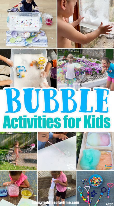 15 Bubble Activities for Kids - Happy Toddler Playtime Bubble Activities For Kids, Preschool Summer Activities, Bubble Day, Activities For Older Kids, Bubble Crafts, Crafts For Babies, Bubble Activities, Activities Outside, Summer Preschool Activities