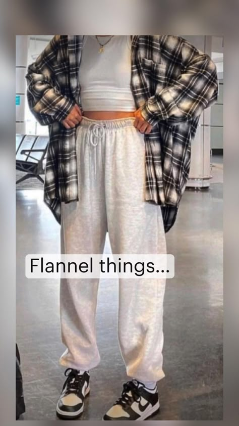 I’m not sure where these exact flannels are from, but shein, forever 21, and princess polly has some cute flannels :) How To Style Flannels With Jeans, Cute Winter Flannel Outfits, Outfits With Black Flannel, Flannel And Yoga Pants Outfits, Flannel Outfits With Sweatpants, Joggers And Flannel Outfit, Large Flannel Outfit, Outfits With Black And White Flannel, What To Wear With Flannels