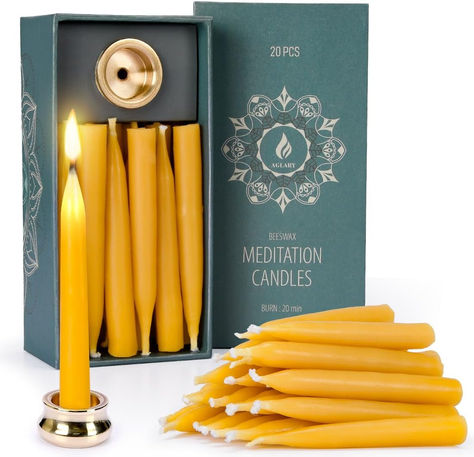 20 Minute Pure Beeswax Candles Japanese Candles, Boutique Packaging, Candle Boutique, Beeswax Taper Candles, Beeswax Tapers, Pure Beeswax Candles, Meditation Candles, Brass Candle Holder, Brass Candlestick