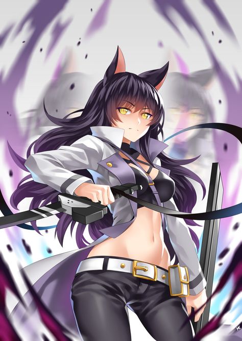 Blake, Mk Espiritu on ArtStation at https://www.artstation.com/artwork/L2kykP Lord Beerus, Rwby Blake, Tales Of Berseria, Blake Belladonna, Mom Support, Rwby Anime, Rooster Teeth, Cyberpunk Art, Image Macro