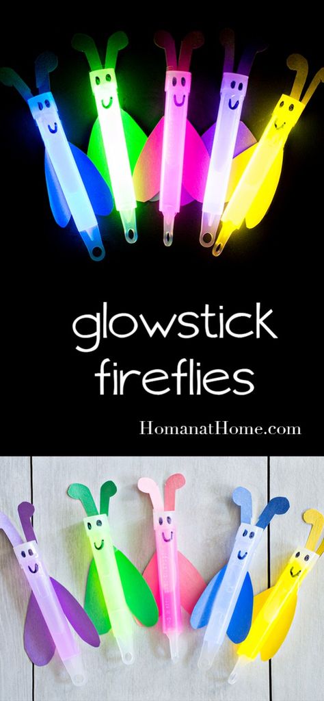 Glowstick Fireflies | Homan at Home Lightning Bug Crafts, Fireflies Craft, Bug Activities, Bugs Preschool, Summertime Crafts, Bug Crafts, Vbs 2024, Marker Paper, Construction Birthday Parties