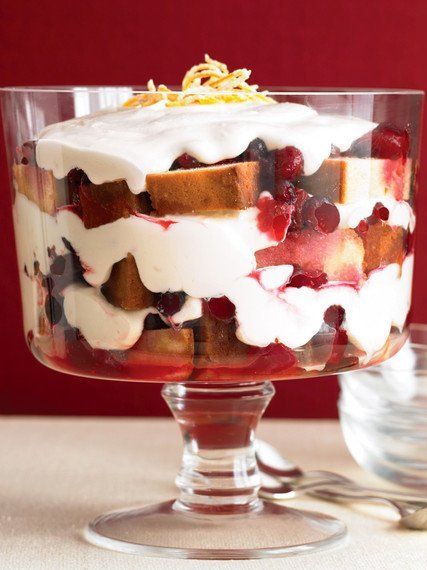 Cranberry Trifle Cranberry Trifle, Cranberry Pound Cake, Christmas Trifle Recipes, Fresh Cranberry Recipes, Raspberry Trifle, Prime Rib Dinner, Christmas Trifle, Candied Orange, Martha Stewart Recipes