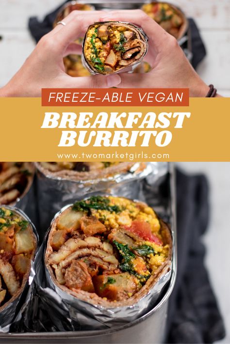 Vegan Breakfast Meal Prep, Wfpb Breakfast, Vegan Freezer Meals, Vegan Burritos, Freezer Prep, Easy Vegan Breakfast, Healthy Vegetarian Breakfast, Vegan Breakfast Burrito, Clean Meals