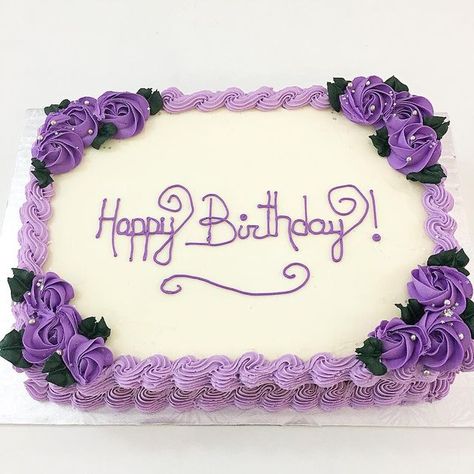 Rectangle Cake Purple, Rectangular Cake Designs Birthday, Rectangular Birthday Cake For Women, Birthday Cake Ideas Rectangle, Purple Cake Designs Birthday Women, Rectangle Birthday Cake Ideas For Women, Birthday Cake Ideas Square, Slab Cake Decorating, Cake Designs Rectangle