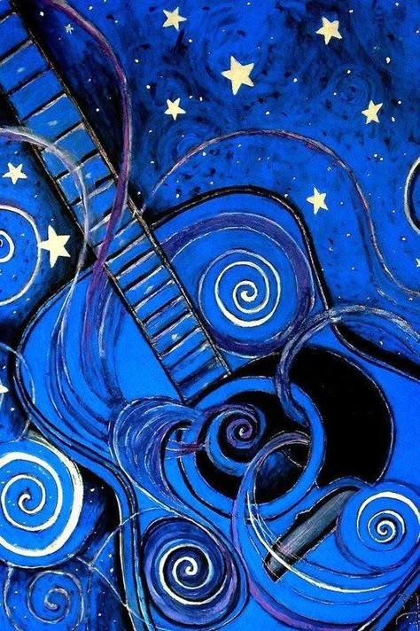 Guitar Abstract Art, Blue Music, Shocking Blue, Blue Guitar, Rhapsody In Blue, Art Musical, Guitar Painting, Blues Guitar, Musical Art