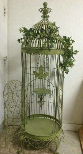 Cocos Collection: Antique inspired #bird cage can add elegance to a utilitarian #aviary Bird Cage Ideas, Birdcage Decor, Budgie Cage, Birdcage Chandelier, Cage Decor, Antique Bird Cages, Gilded Cage, Large Bird Cages, The Caged Bird Sings