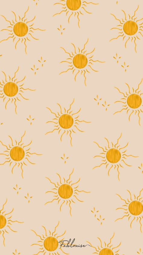 Yellow Sun Wallpaper, Summer Backgrounds Wallpapers, Hippie Illustration, Suns Wallpaper, Hippie Prints, Hippie Patterns, Yellow Prints, Sunshine Wallpaper, Wallpaper Sun