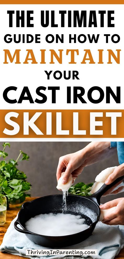 Discover the ultimate guide on how to properly clean a cast iron skillet! In this step-by-step guide, learn everything you need to know on how to clean a cast iron skillet after use and how to clean leftover food from a cast iron skillet. Explore the proper ways on how to wash and season your skillet, preventing rust without damaging it. By the end of this guide, you’ll have the knowledge on how to maintain a cast iron skillet to extend its longevity, keep it food-safe, and ready for cooking. Clean A Cast Iron Skillet, Season A Cast Iron Skillet, Cleaning Cast Iron Pans, Season Cast Iron, Cleaning Cast Iron Skillet, Iron Cleaning, Season Cast Iron Skillet, Seasoned Cast Iron Pan, Lodge Cast Iron Skillet