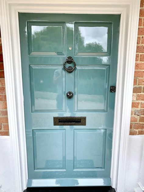 Front Door Glazing, Fine Paints Of Europe Front Door, High Gloss Front Door Paint, Lacquered Front Door, Unusual Front Door Colors, Fine Paints Of Europe High Gloss, High Gloss Front Door, High Gloss Walls, Front Door Renovation