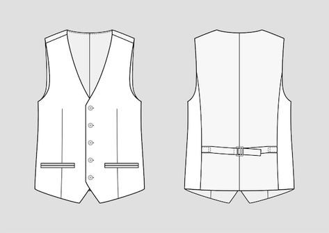 Vest Flat Drawing, Vest Technical Drawing, Men’s Office, Pants Mockup, Technical Sketch, Men's Office, Mens Office Wear, Fashion Dream Job, Flat Drawings