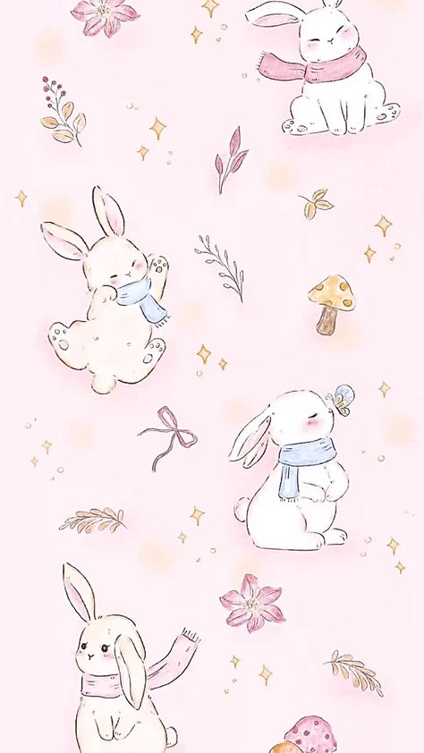 Coquette Bunny Wallpaper, Bunny Pink Wallpaper, Cute Rabbit Wallpaper Iphone, Pink Bunny Background, Pink Rabbit Wallpaper, Kawaii Pink Bunny Wallpaper, Phone Wallpapers Vintage, Holiday Iphone Wallpaper, Rabbit Wallpaper