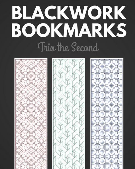 Sashiko Bookmark, Blackwork Bookmark, Wessex Embroidery, Graph Drawings, Blackwork Embroidery Designs, Knitting Room, Blackwork Embroidery Patterns, Cross Stitch Silhouette, Craft Embroidery