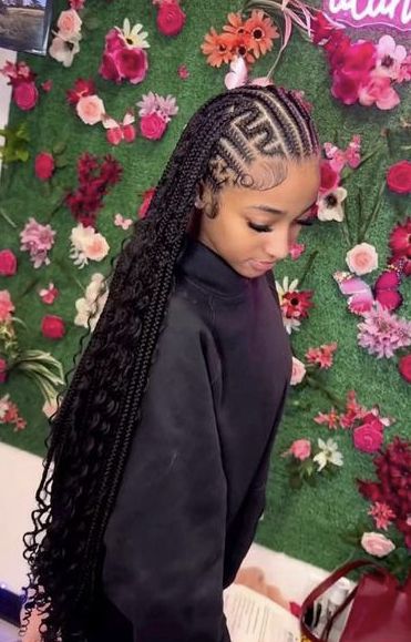 Tribals With Knotless Braids Cornrows, Tribals With Knotless Braids, Hairstyles Wigs, Braids Knotless, Weave Hairstyles Braided, Boho Knotless, Braided Hairstyles For Black Women Cornrows, Sleek Ponytail Hairstyles, Big Box Braids Hairstyles