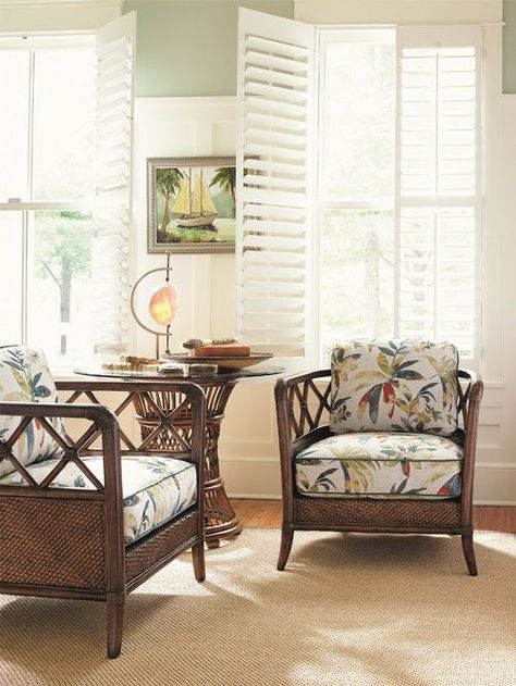 Tommy Bahama Rattan Cane Furniture Set Tropical Living Room, Dining Table Base, Bali Hai, Tommy Bahama Home, Tropical Living, Cane Furniture, British Colonial Style, Dining Table Bases, Rattan Furniture