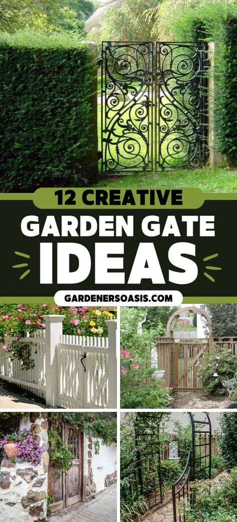 12 Creative Garden Gate Ideas Iron Garden Gates Ideas, Garden Gate Ideas, Building A Gate, Old Garden Tools, Budget Landscaping, Metal Garden Gates, Iron Garden Gates, Gate Ideas, Vegetable Garden For Beginners