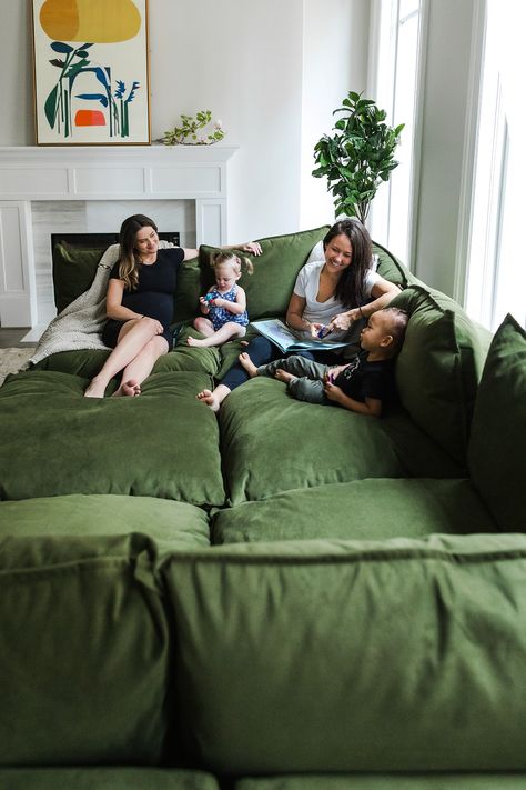 Albany Park Home Pit Couch, Teen Hangout, Albany Park, Deep Sofa, Green Couch, Cozy Couch, Living Room Goals, Minimal House Design, Classy Decor